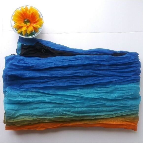 CRINKLEY OMBRE RAINBOW SCARF - Picture 2 of 2